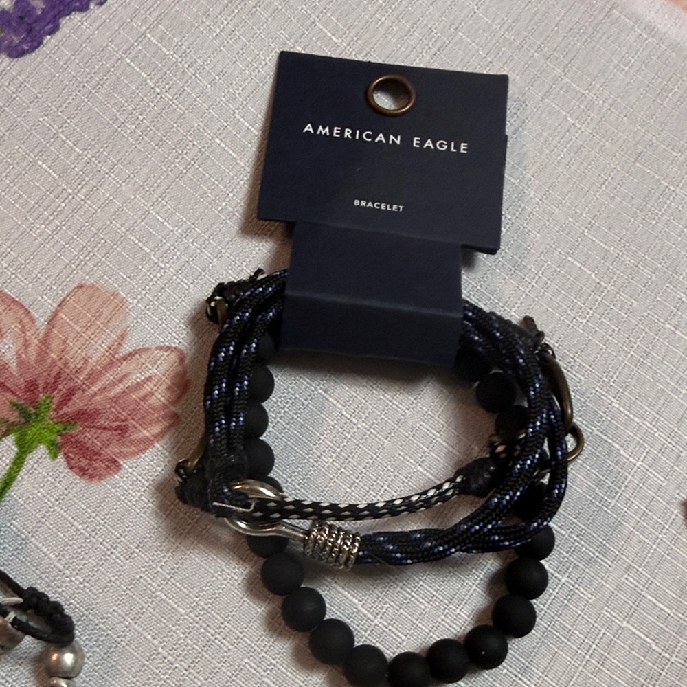 American Eagle Outfitters Men’s Black and Blue Bracelet